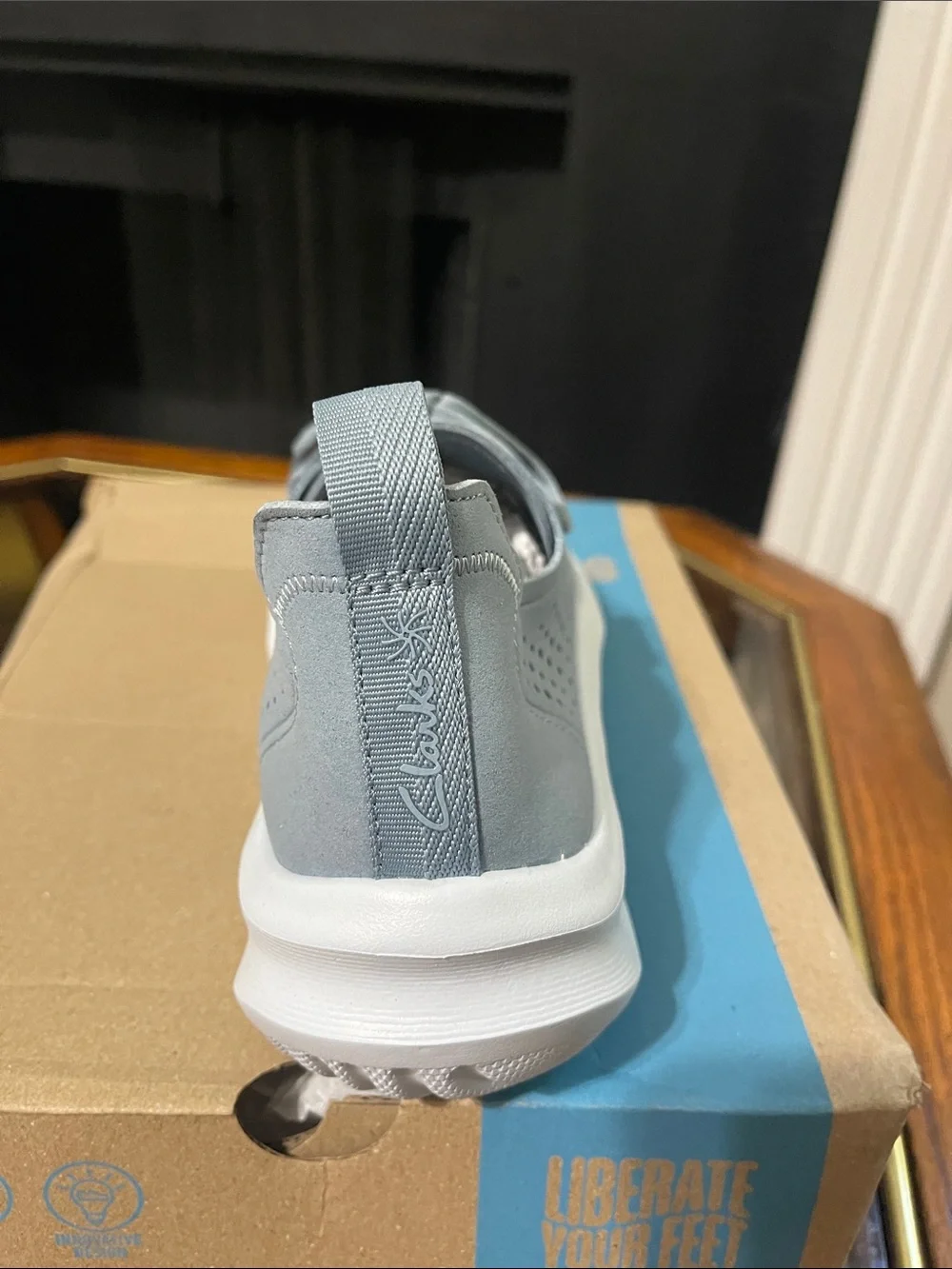 Clarks Light Blue Perforated Lace-Up Comfort Sneaker